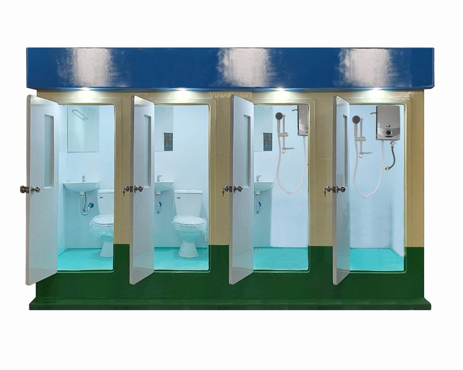 WC công cộng 4 phòng vừa vệ sinh vừa tắm